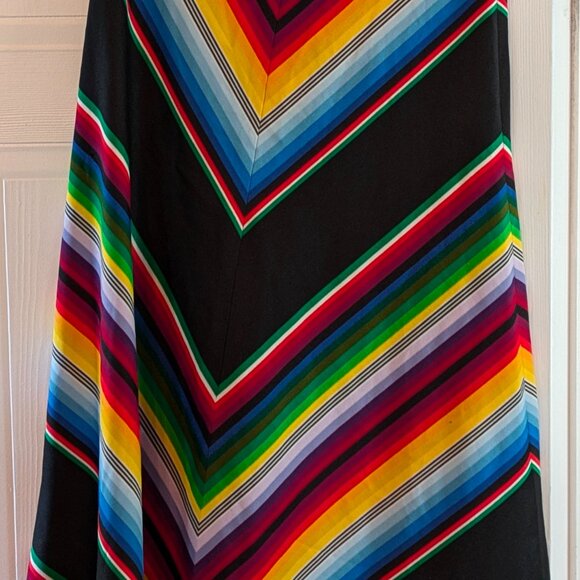 Vintage 1970s Rainbow Chevron Striped Maxi Skirt - Picture 2 of 5